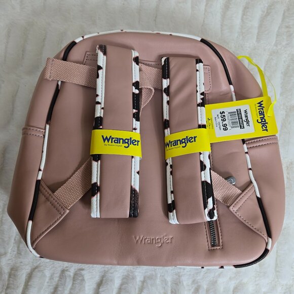 NEW Montana West Wrangler Cow Print Pink Bk, Wt, Bn Backpack w Coin Purse (NWT) - Picture 3 of 6